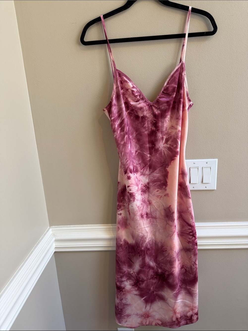 Guess Sleeveless Pink Y2K 90s Tie-Dye Slip Dress Medium